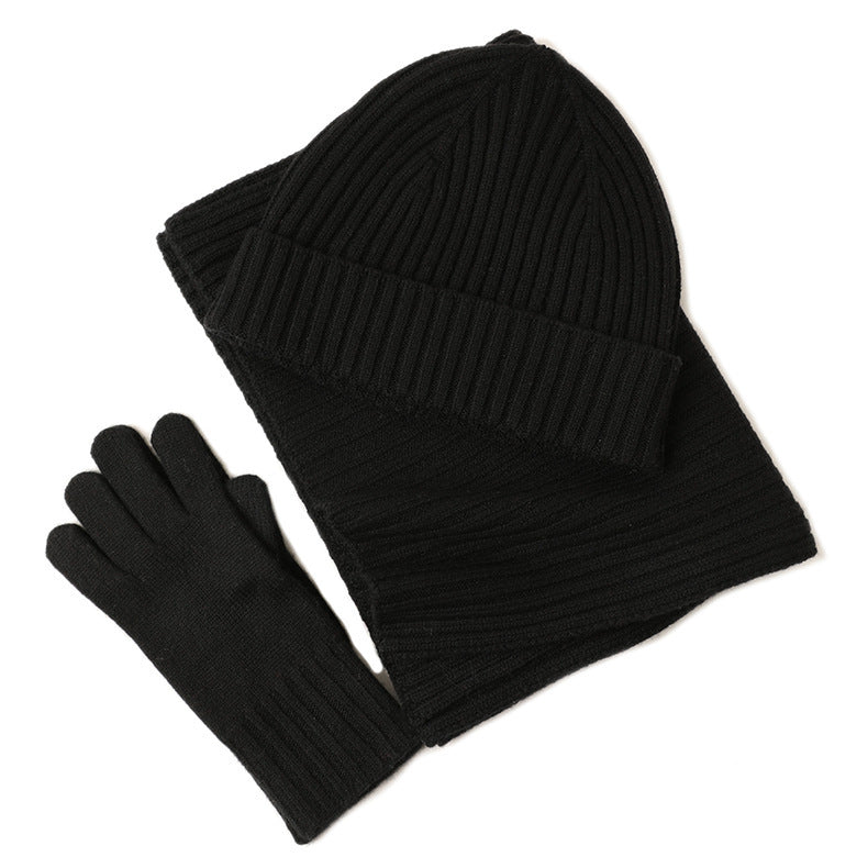 New Wool Scarf Hat Gloves Three Piece Set For Women