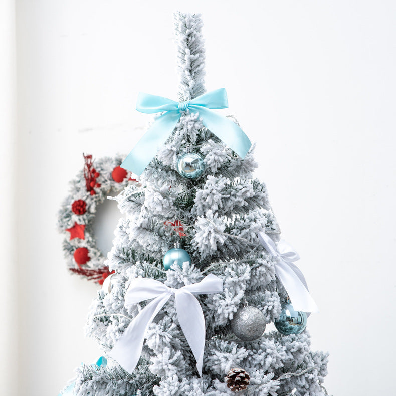 Christmas White Snow Spray Flocking Christmas Tree Simulation Artificial Cedar Tree Blue Encryption Package Pvc Christmas Tree