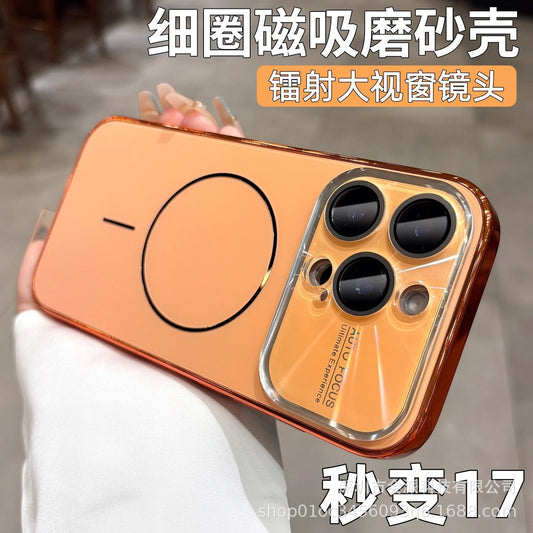 Suitable For IPhone 17 Pro Max Laser Lens Large Window Phone Case, Apple 16 Matte Magnetic 15 Protective Case
