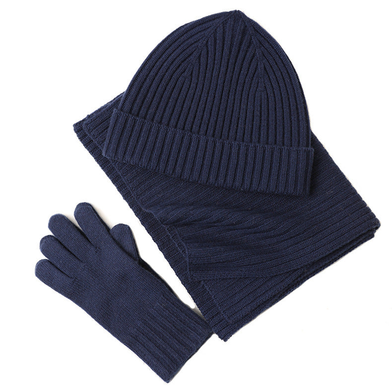 New Wool Scarf Hat Gloves Three Piece Set For Women