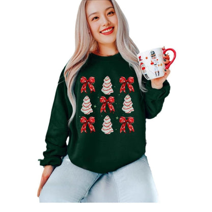 Printed Round Neck Long Sleeve Pullover Loose Sweater Women
