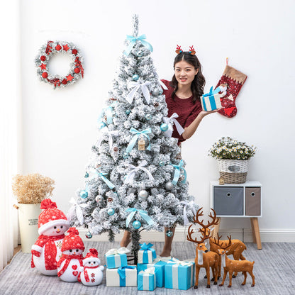 Christmas White Snow Spray Flocking Christmas Tree Simulation Artificial Cedar Tree Blue Encryption Package Pvc Christmas Tree