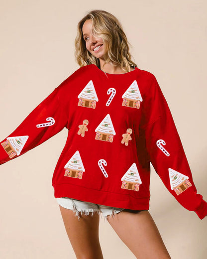 Autumn And Winter New European And American Christmas House Sequined Sweater